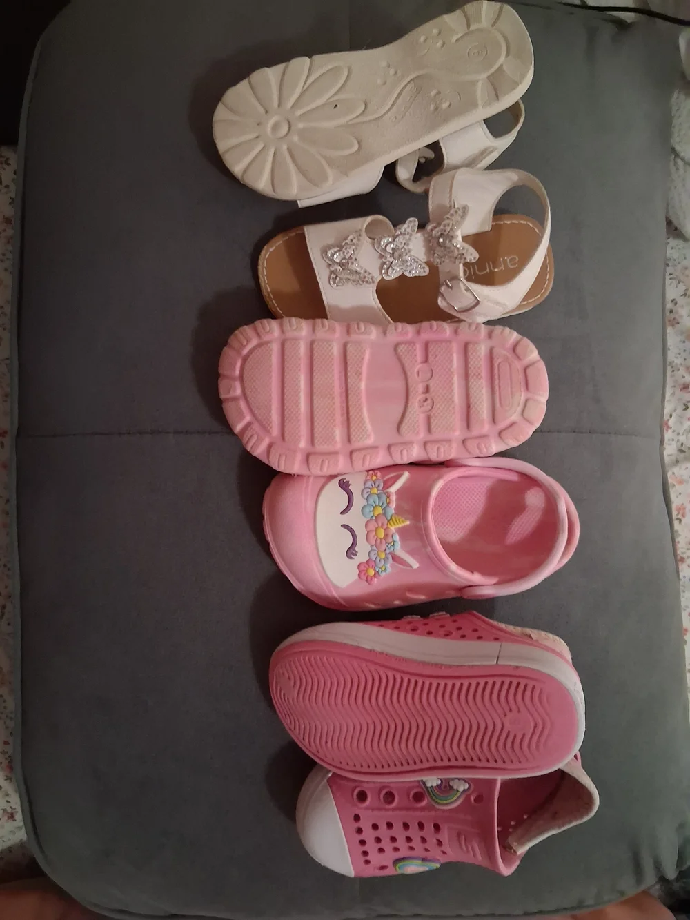 Kids White Sandals and Pink Slip-On Shoes Set